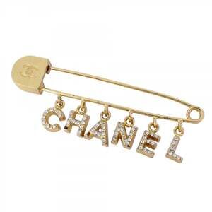 Chanel Coco Mark Brooch, GP Plated Rhinestone Gold for Women